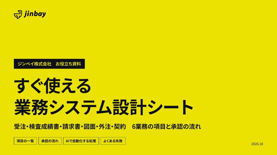 すぐ使える業務システム設計シート 6業務分｜受注・検査成績書・請求書受領・図面・外注・契約資産台帳